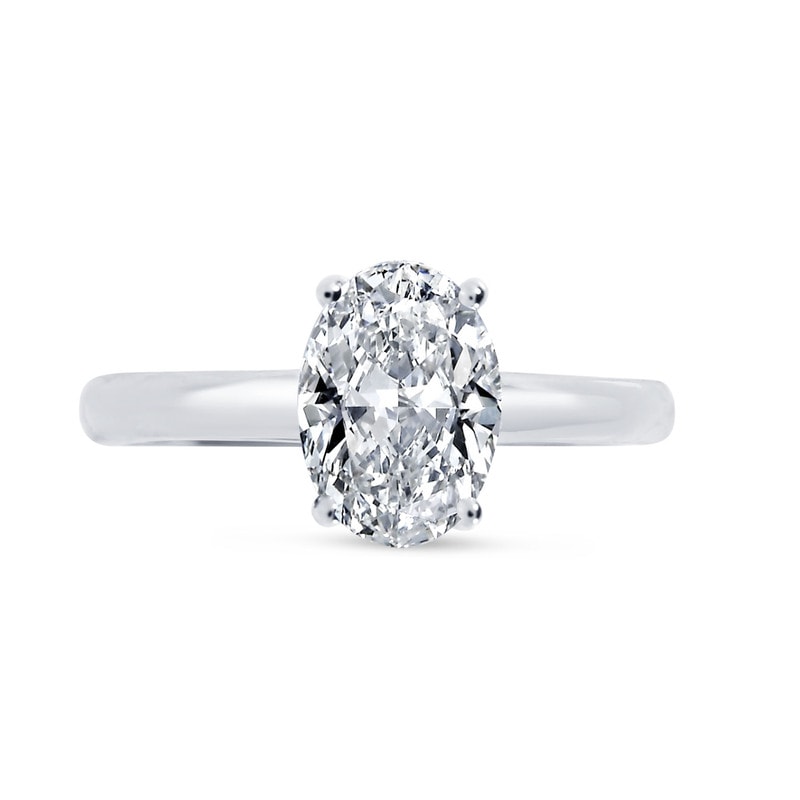 Knife Edge Oval Cut Lab Grown Solitaire Diamond Engagement Ring view 1