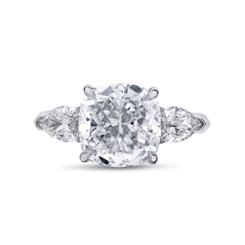 Large Cushion Shape Pear Side Stones Lab Grown Diamond Engagement Ring view 1