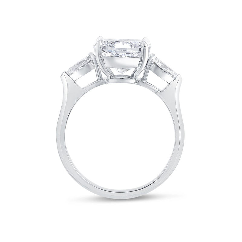 Large Cushion Shape Pear Side Stones Lab Grown Diamond Engagement Ring view 3