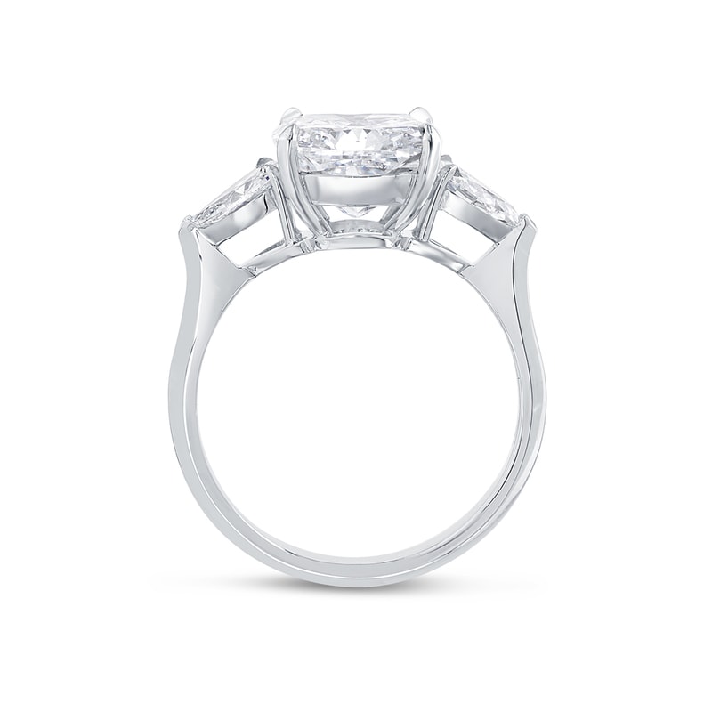 Large Cushion Shape Pear Side Stones Lab Grown Diamond Engagement Ring view 5