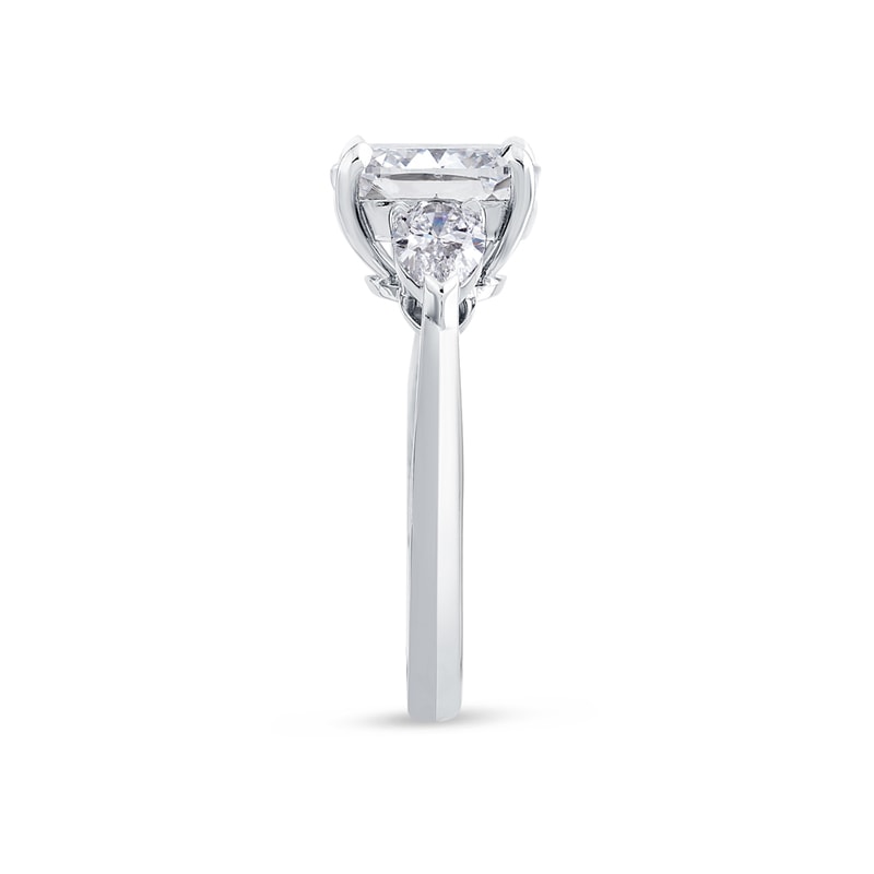 Large Cushion Shape Pear Side Stones Lab Grown Diamond Engagement Ring view 4