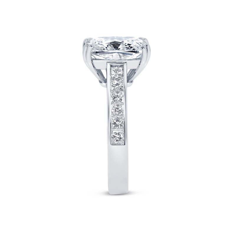Large Cushion Cut Channel Set Princess Band Diamond Engagement Ring view 4