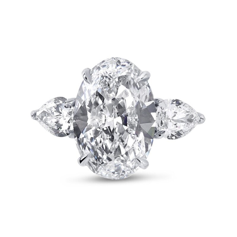 Large Oval Shape Pear Side Stones Diamond Engagement Ring view 1