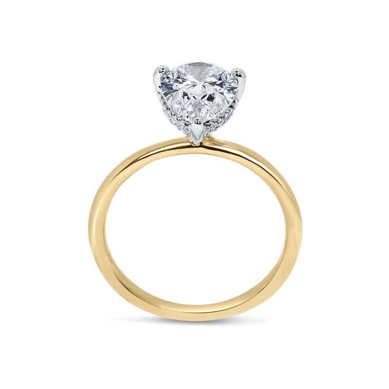 Large Pear Shape Diamond Hidden Halo Solitaire Engagement Ring view 3