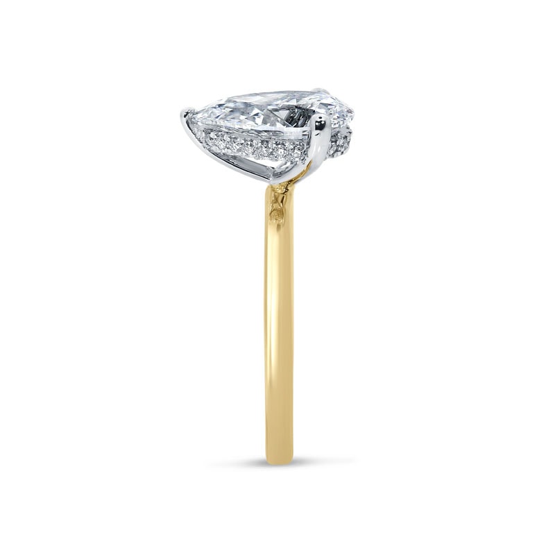 Large Pear Shape Diamond Hidden Halo Solitaire Engagement Ring view 4