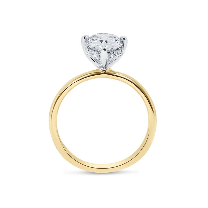 Large Pear Shape Diamond Hidden Halo Solitaire Engagement Ring view 5