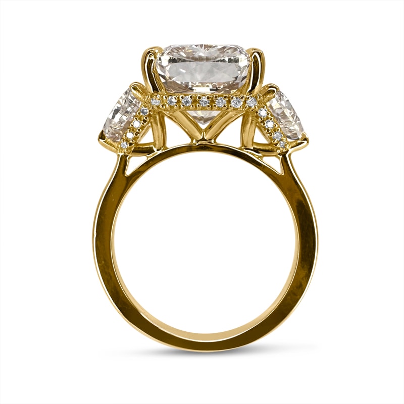 Elongated Cushion and Trillion Side Stone Trilogy Engagement Ring view 5