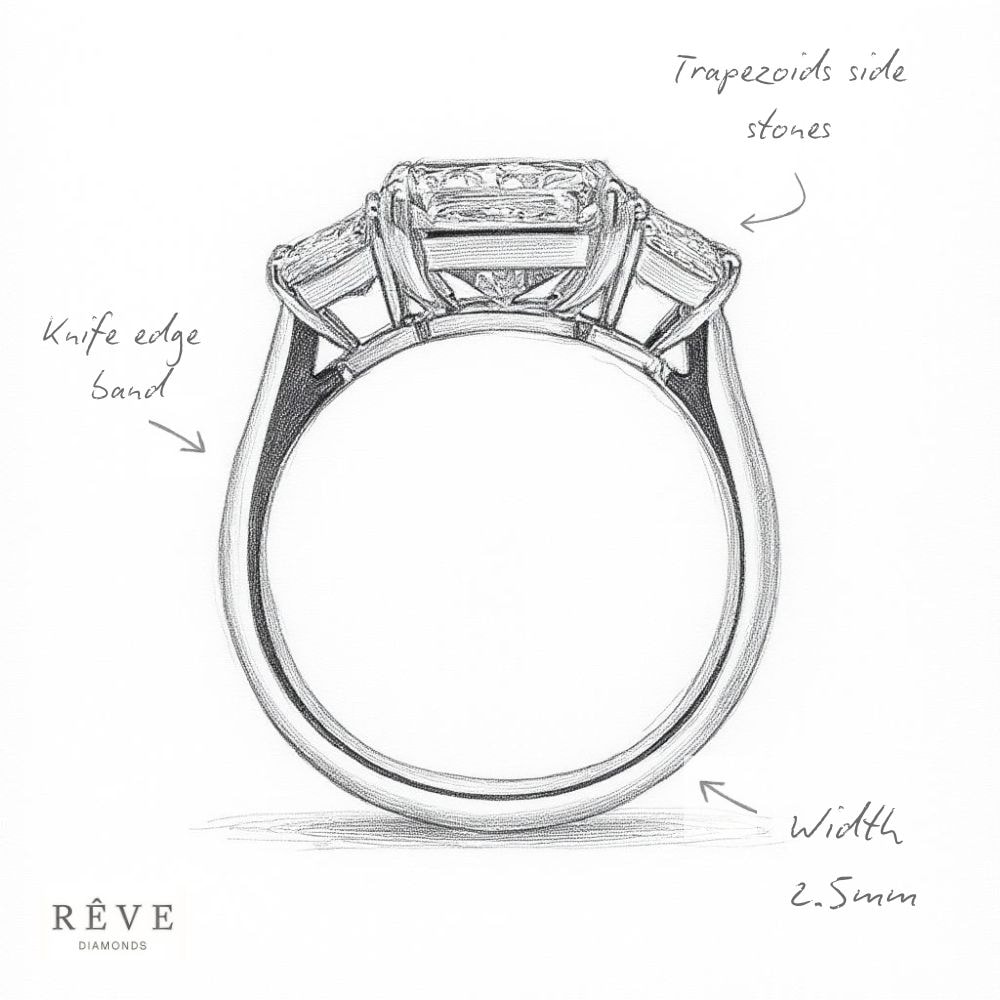 Large Radiant Cut Trapezoids Trilogy Lab Grown Diamond Engagement Ring view 8