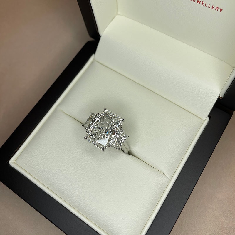 Large Radiant Cut Trapezoids Trilogy Lab Grown Diamond Engagement Ring view 6
