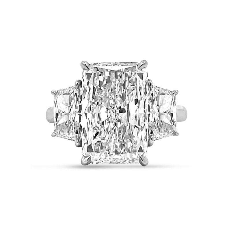 Large Radiant Cut Trapezoids Trilogy Lab Grown Diamond Engagement Ring view 1