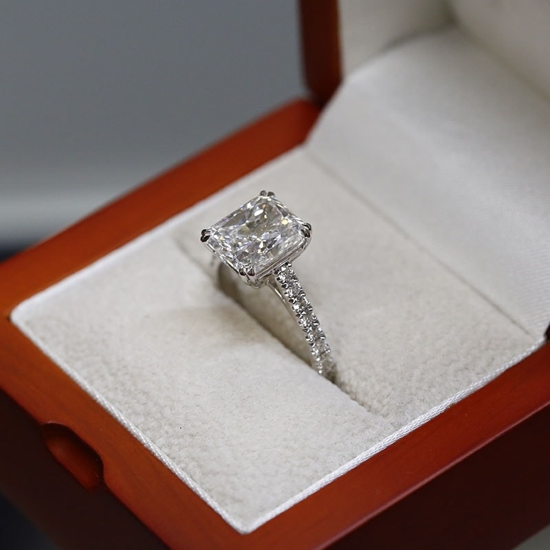 Large Radiant Shape Lab Grown Diamond Engagement Ring view 5