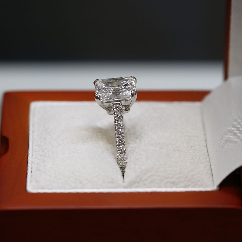 Large Radiant Shape Lab Grown Diamond Engagement Ring view 6
