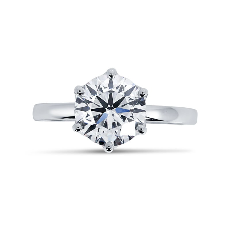 Large Round Cut Diamond Six Claw Solitaire Engagement Ring view 1