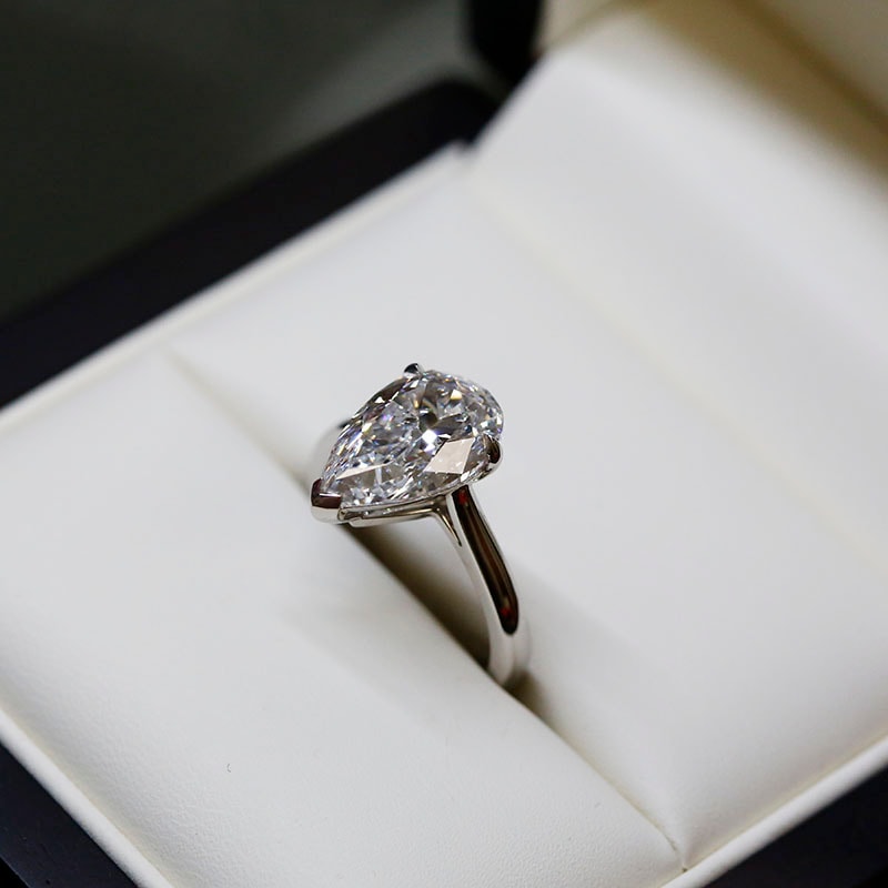 Large Pear Shape Diamond Solitaire Engagement Ring view 6