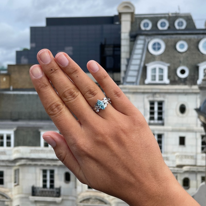 Blue Marquise Fancy Lab Grown Diamond Engagement Ring view 6