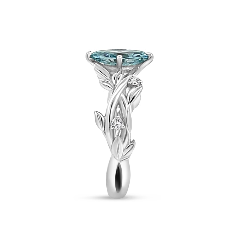 Blue Marquise Fancy Lab Grown Diamond Engagement Ring view 3
