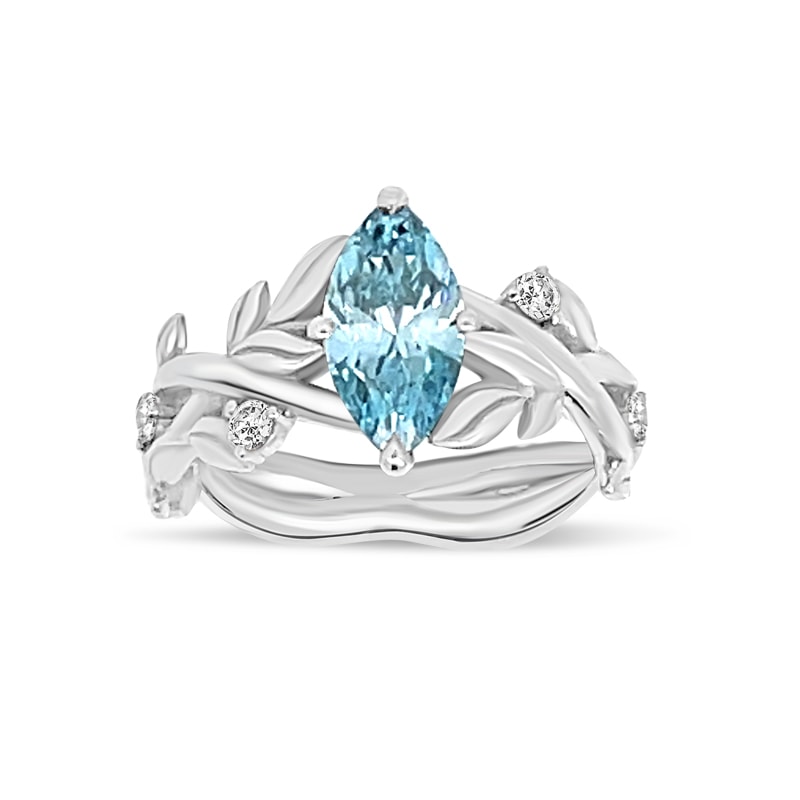 Blue Marquise Fancy Lab Grown Diamond Engagement Ring view 4