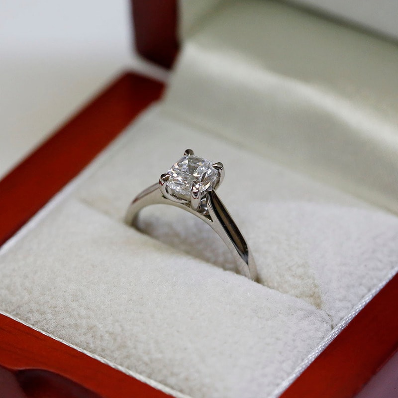 Cushion Cut Solitaire Diamond Engagement Ring view 6