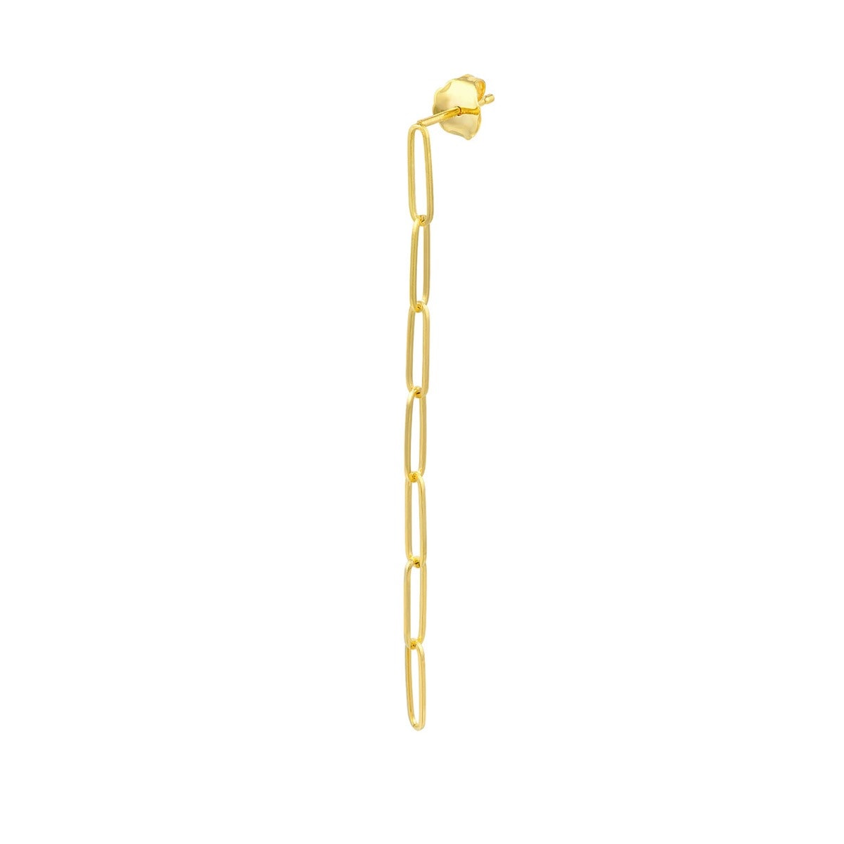 Long Paper Clip Dangle Gold Earrings view 3