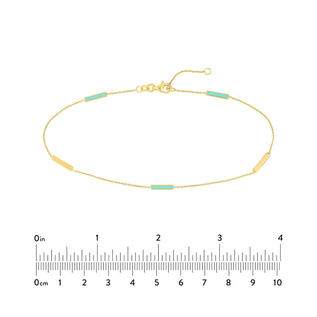 Turquoise Enamel Alternating Gold Bar Anklet view 5