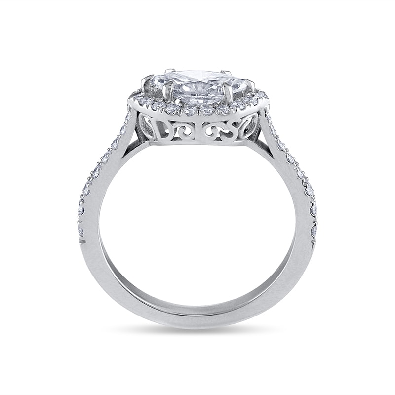 Lab Grown Marquise Cut Horizontal Diamond Halo Engagement Ring view 3