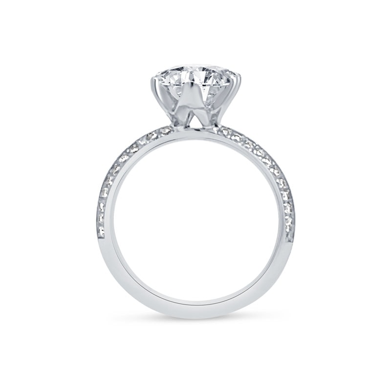 Six Claw Knife Edge Lab Grown Oval Diamond Engagement Ring view 5