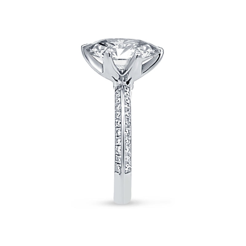 Six Claw Knife Edge Oval Pave Diamond Engagement Ring view 4