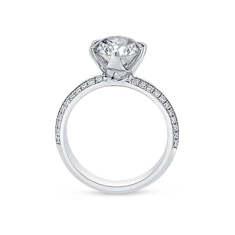 Six Claw Knife Edge Oval Pave Diamond Engagement Ring view 3