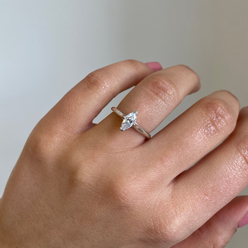 Plain Marquise Shape Solitaire Diamond Engagement Ring view 6