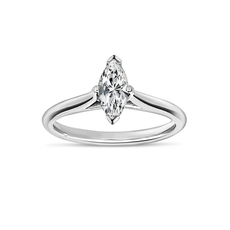 Plain Marquise Shape Solitaire Diamond Engagement Ring view 5