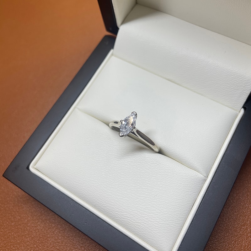 Plain Marquise Shape Solitaire Diamond Engagement Ring view 8