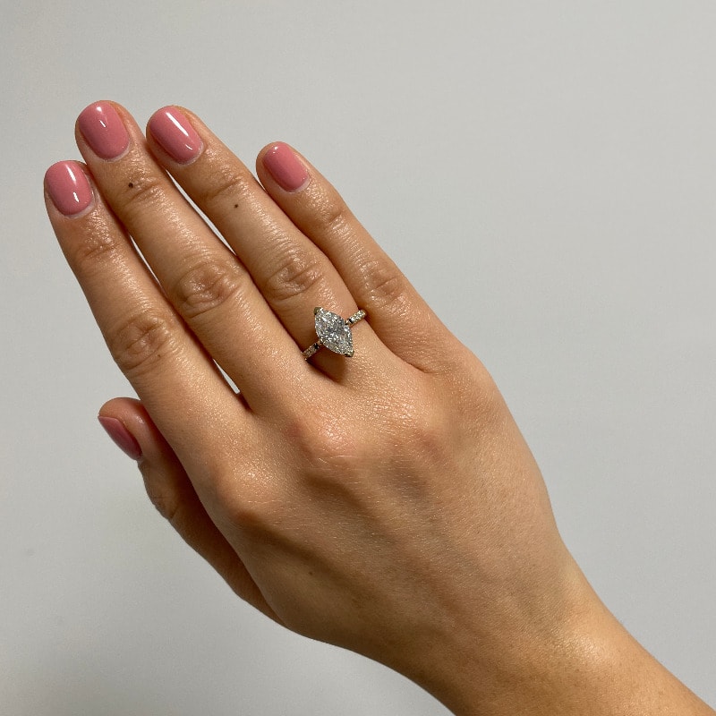 Selena Gomez Marquise Diamond Set Engagement Ring view 8