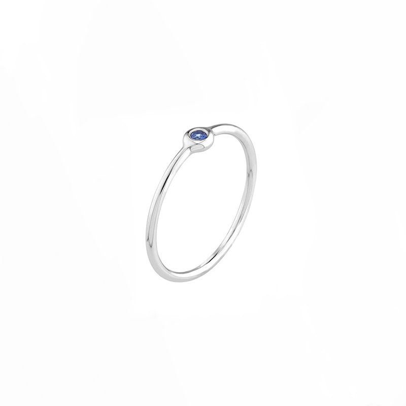 Sapphire Bezel White Gold Ring view 2