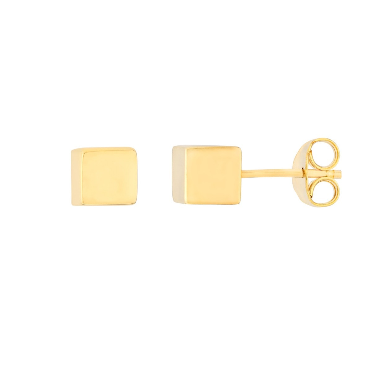 Mini Gold Cube Stud Earrings view 1