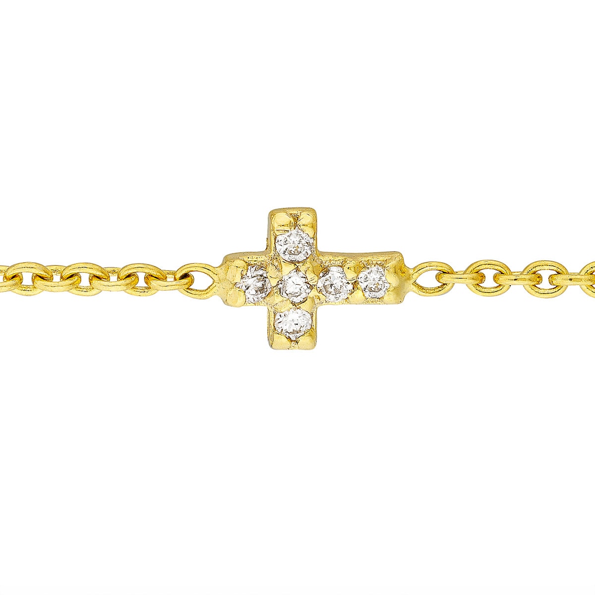 Mini Diamond Cross Gold Bracelet view 2