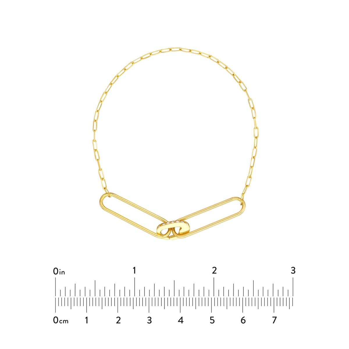 Diamond Paper Clip Pushlock Gold Bracelet view 5