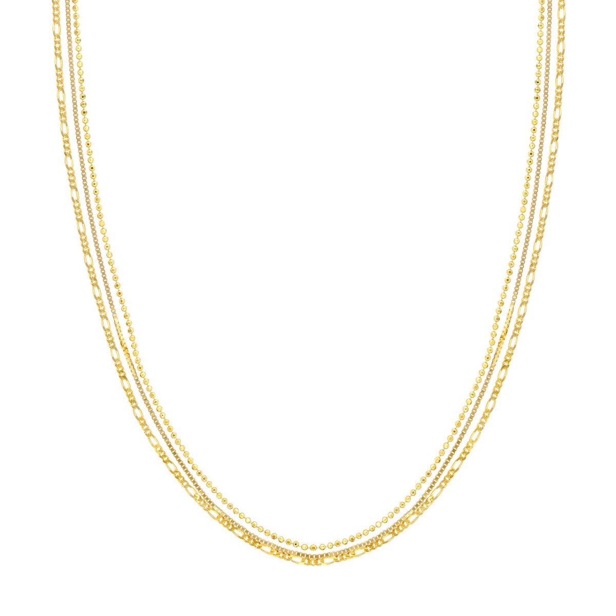 Mixed-Chain Triple Strand Necklace view 1