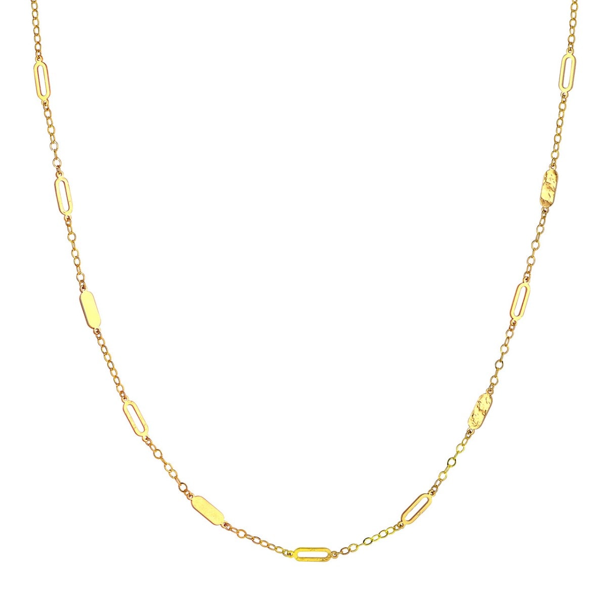 Mixed Oval Station Curb Chain Necklace view 1