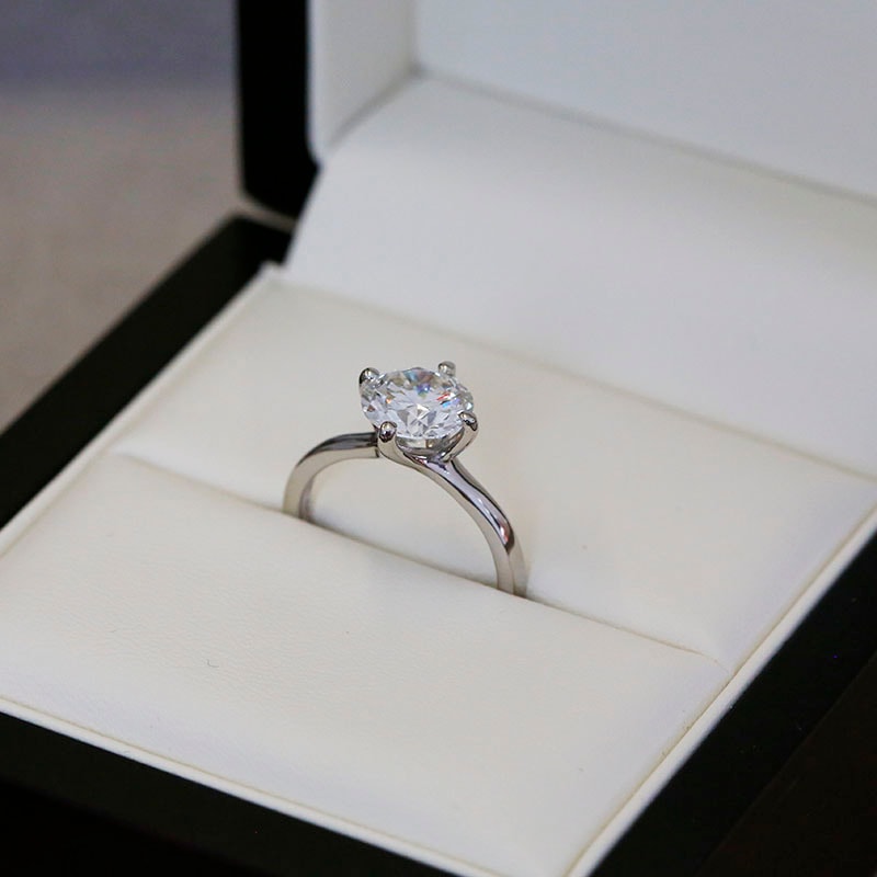 North East South West Round Diamond Solitaire Engagement Ring view 6