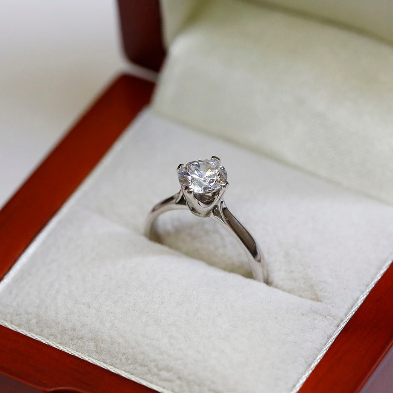 Four Claw North East South West Tapered Solitaire Engagement Ring view 6