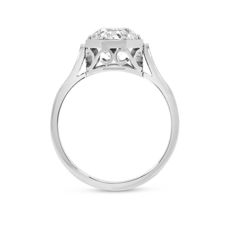 Old Cut Lab Grown Platinum Diamond Vintage Engagement Ring view 5