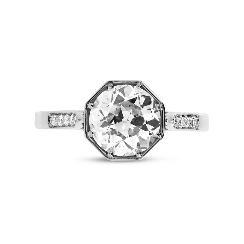 Old Cut Lab Grown Platinum Diamond Vintage Engagement Ring view 1