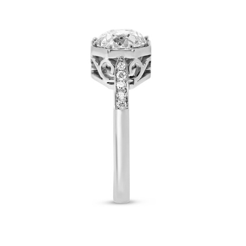 Old Cut Lab Grown Platinum Diamond Vintage Engagement Ring view 4