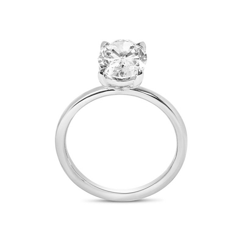 Oval Shape Platinum Solitaire Diamond Engagement Ring view 3