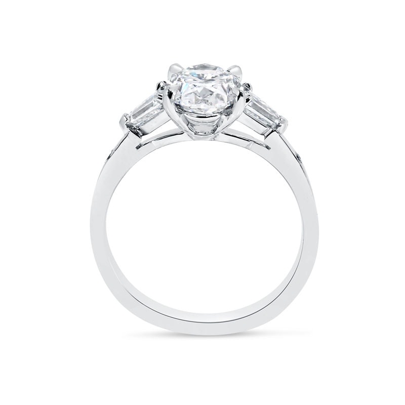 Oval Trilogy Bullets Side Stones Lab Grown Diamond Engagement Ring view 3