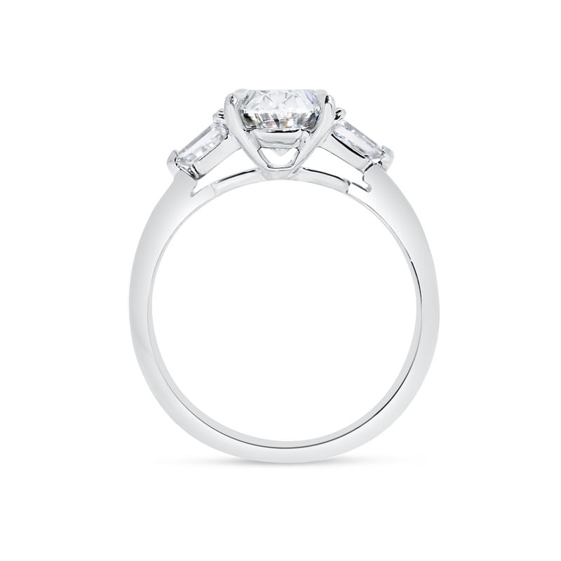 Oval Trilogy Bullets Side Stones Lab Grown Diamond Engagement Ring view 5