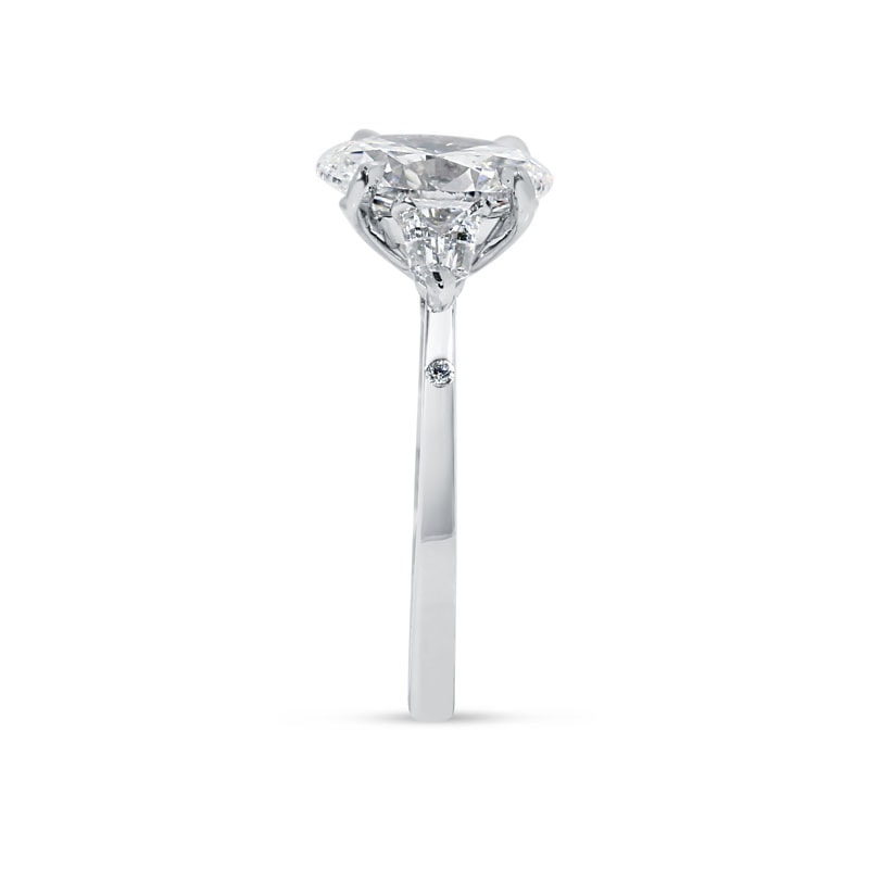 Oval Trilogy Bullets Side Stones Lab Grown Diamond Engagement Ring view 4