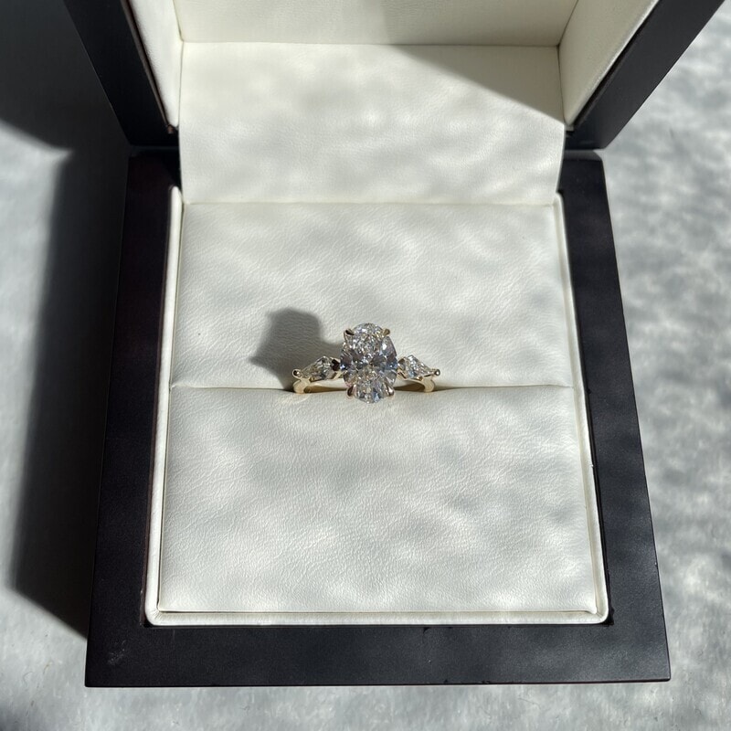 Oval and Kite side Lab Grown stones Diamond Engagement Ring view 7