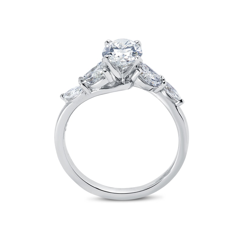 Oval Shape Marquise Side Lab Grown Diamond Engagement Ring view 3