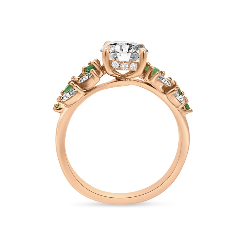 Floral Emerald and Marquise Lab Grown Diamond Engagement Ring view 5